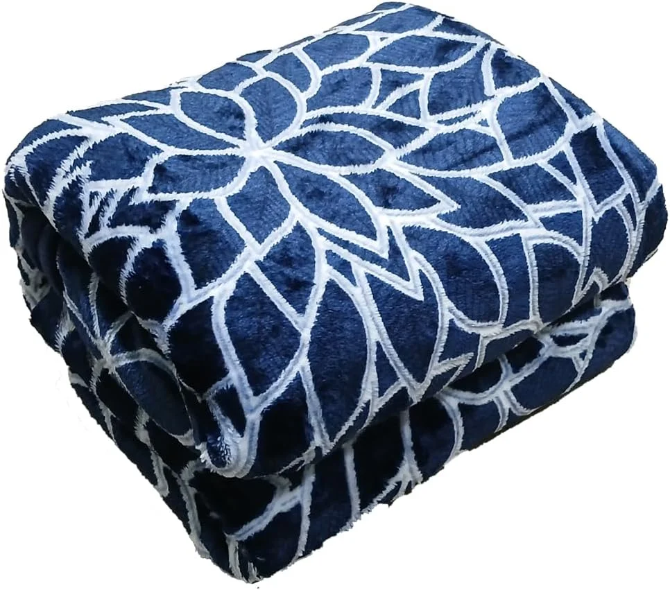 T G H Flannel Fleece Blanket Single Size (160x220) for All Season,Lightweight Plush Fuzzy Cozy Soft Blanket for Bed, Sofa, Couch, Travel, and Camping (Blue)