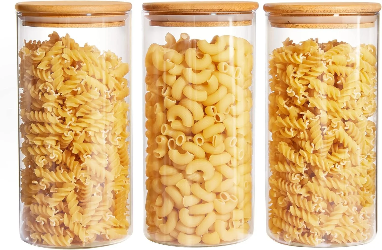 MEETOZ Set of 3 Glass Food Storage Jars, 34oz Food Containers with Airtight Wooden Lids for Nuts, Coffee Beans, Sugar, Flour, Glass Canisters for Kitchen, Pantry Organization and Storage, BPA Free MEETOZ Set of 3 Glass Food Storage Jars, 34oz Food Containers with Airtight Wooden Lids for Nuts, Coffee Beans, Sugar, Flour, Glass Canisters for Kitchen, Pantry Organization and Storage, BPA Free