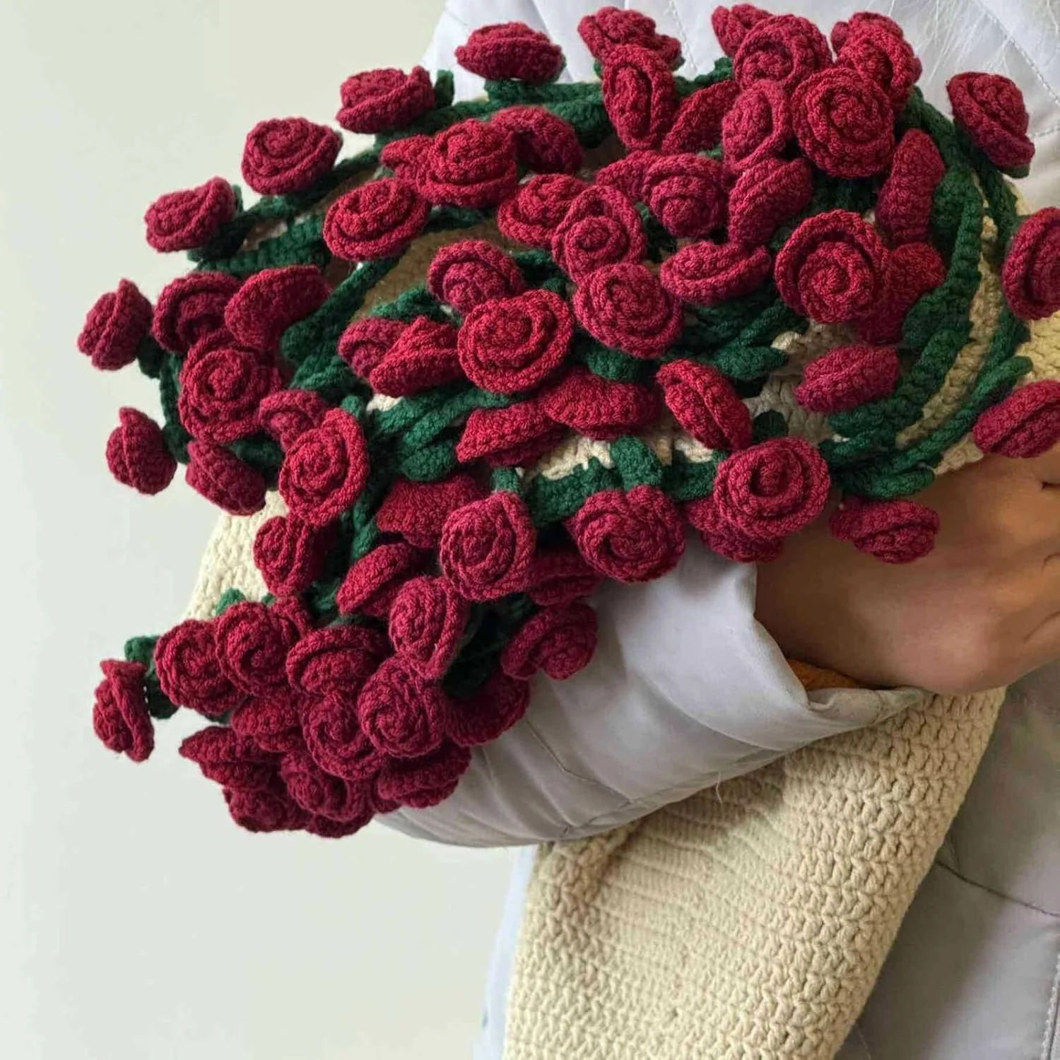 Flower Bouquet Blanket,Finished Rose Bouquet Crochet Flower Blanket,Foldable Rose Bouquets Blankets,Crochet Flowers Roses Bouquets Blankets Handmade,For Mother'S Day Valentine’S Day