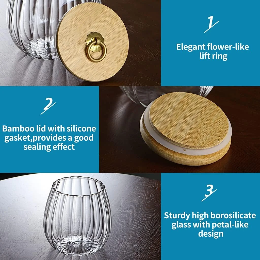 MDLUU ست 2 عددی شیشه های ذخیره سازی با درب بامبو، ظرف شیشه ای آشپزخانه 700 میلی لیتری/23 اونسی، ظروف ذخیره سازی تزئینی و ضد هوا برای چای، قهوه، شکر، آجیل MDLUU ست 2 عددی شیشه های ذخیره سازی با درب بامبو، ظرف شیشه ای آشپزخانه 700 میلی لیتری/23 اونسی، ظروف ذخیره سازی تزئینی و ضد هوا برای چای، قهوه، شکر، آجیل