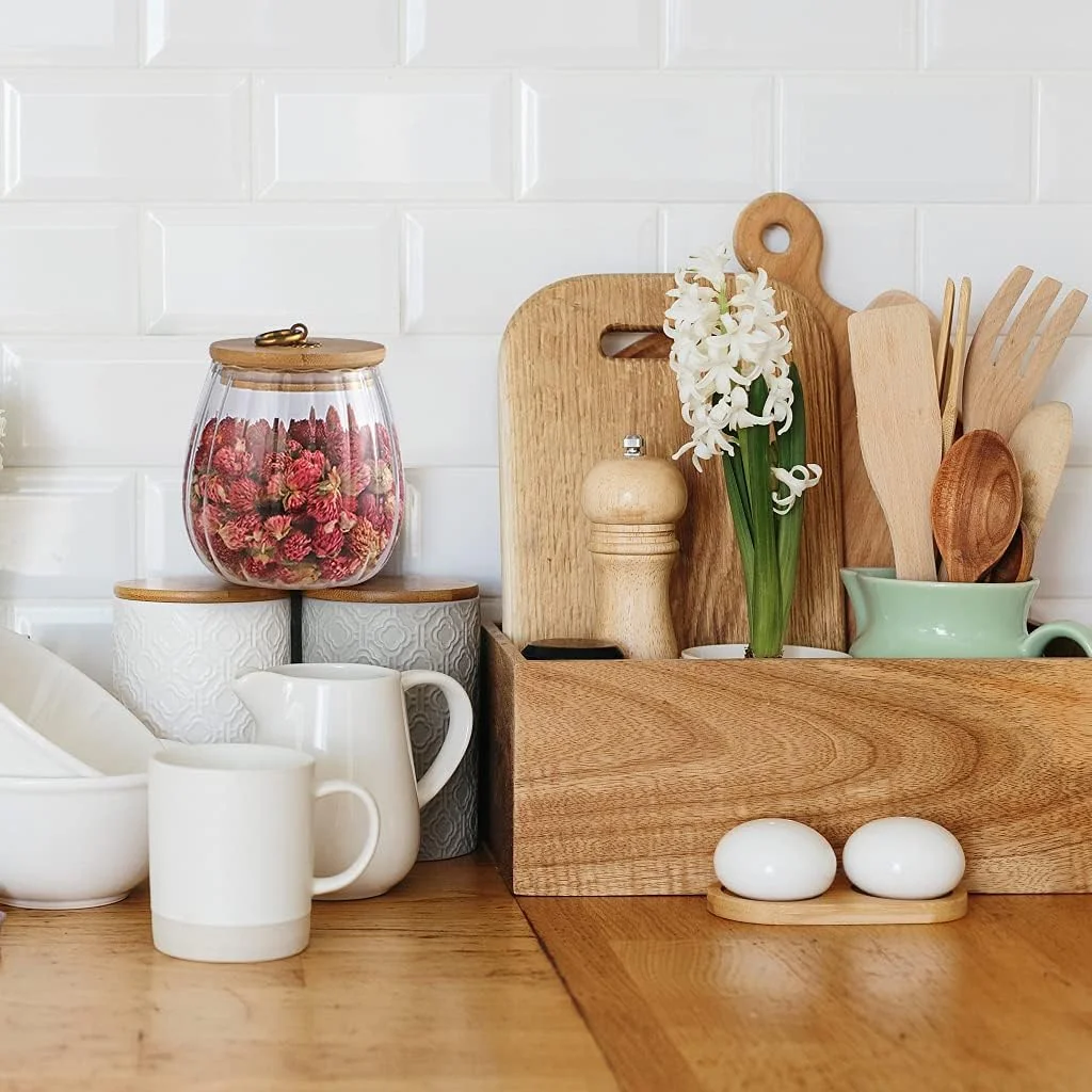 MDLUU ست 2 عددی شیشه های ذخیره سازی با درب بامبو، ظرف شیشه ای آشپزخانه 700 میلی لیتری/23 اونسی، ظروف ذخیره سازی تزئینی و ضد هوا برای چای، قهوه، شکر، آجیل MDLUU ست 2 عددی شیشه های ذخیره سازی با درب بامبو، ظرف شیشه ای آشپزخانه 700 میلی لیتری/23 اونسی، ظروف ذخیره سازی تزئینی و ضد هوا برای چای، قهوه، شکر، آجیل