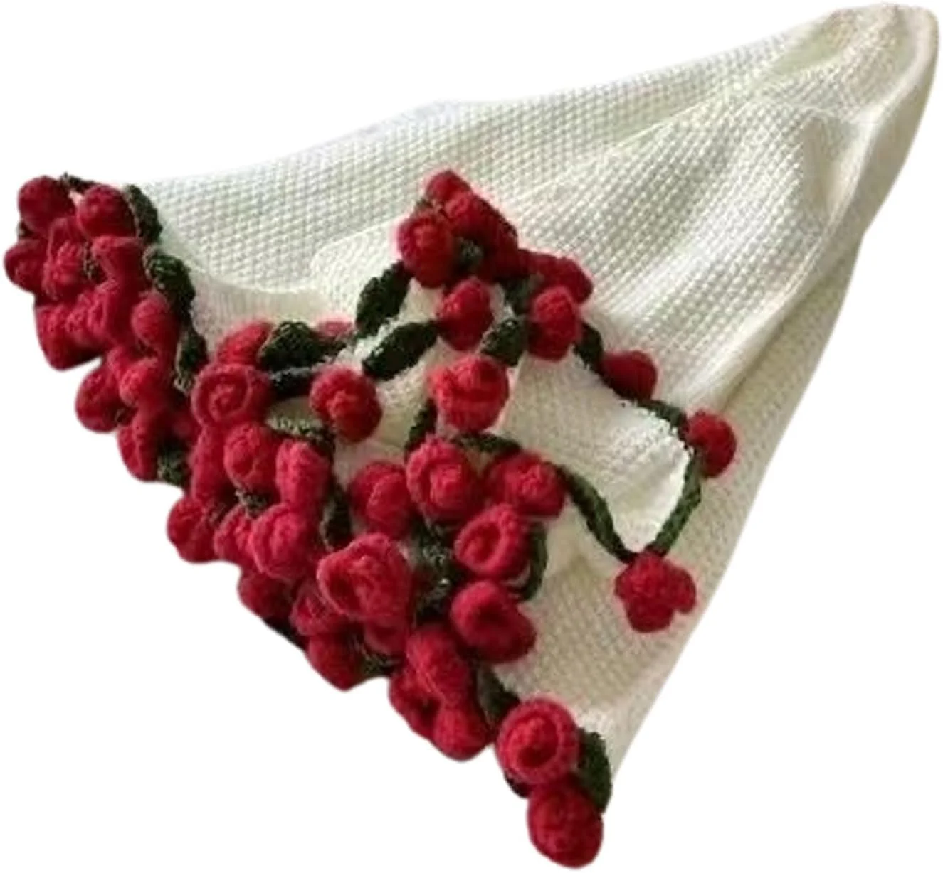 پتو طرح دسته گل آماده، پتوی روتختی بافتنی دست ساز طرح گل رز، پتوی نرم و سبک وزن طرح دسته گل رمانتیک، مناسب دکوراسیون منزل