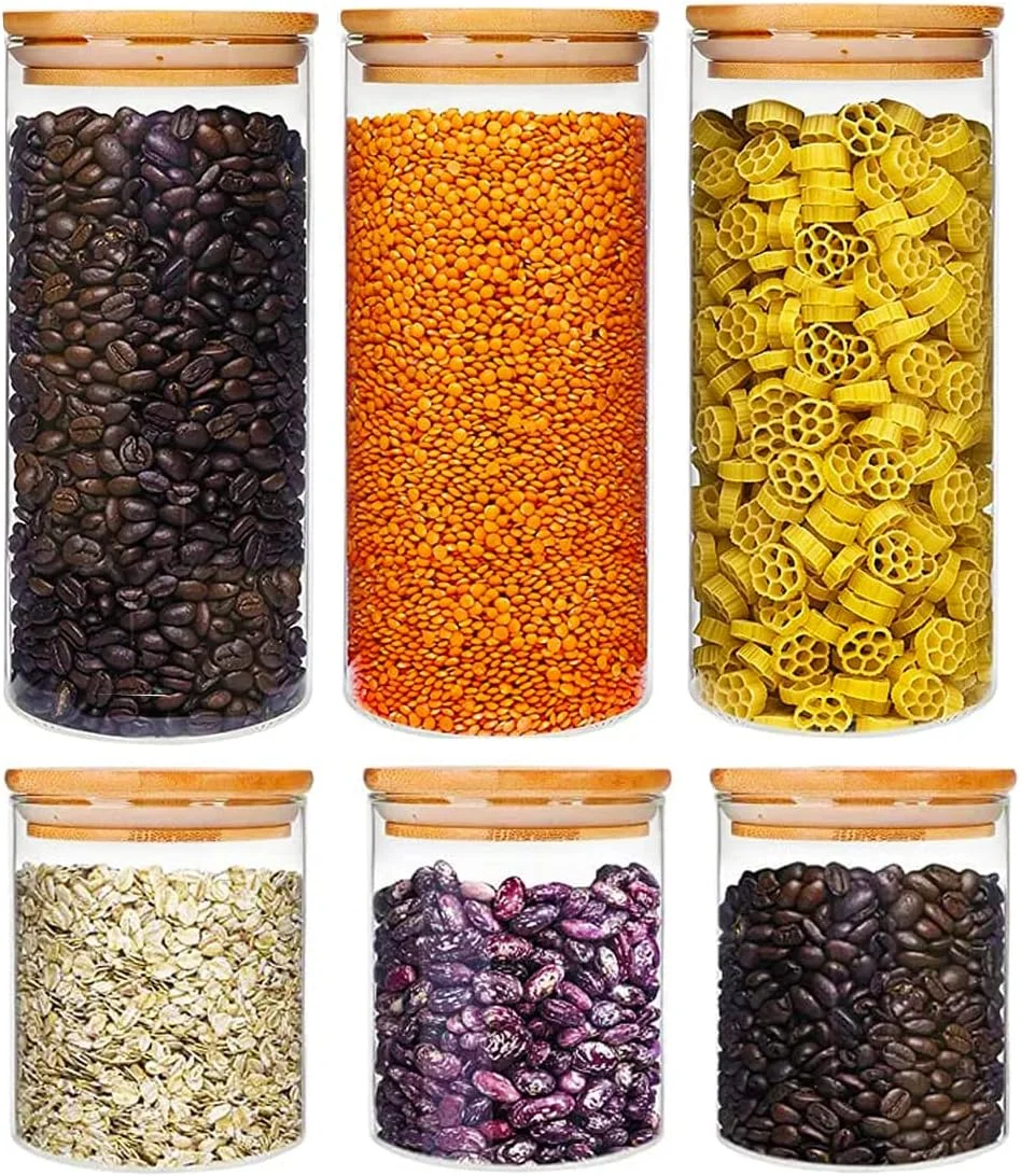 مجموعه 6 عددی ظروف شیشه ای MAMATOONS با درب بامبو، ظرف کوکی برای چای، دانه های قهوه، ژله و حبوبات، ظروف نگهداری مواد غذایی، ظروف شیشه ای آشپزخانه، 3 عدد کوچک (600 میلی لیتر) و 3 عدد بزرگ (1300 میلی لیتر) مجموعه 6 عددی ظروف شیشه ای MAMATOONS با درب بامبو، ظرف کوکی برای چای، دانه های قهوه، ژله و حبوبات، ظروف نگهداری مواد غذایی، ظروف شیشه ای آشپزخانه، 3 عدد کوچک (600 میلی لیتر) و 3 عدد بزرگ (1300 میلی لیتر)