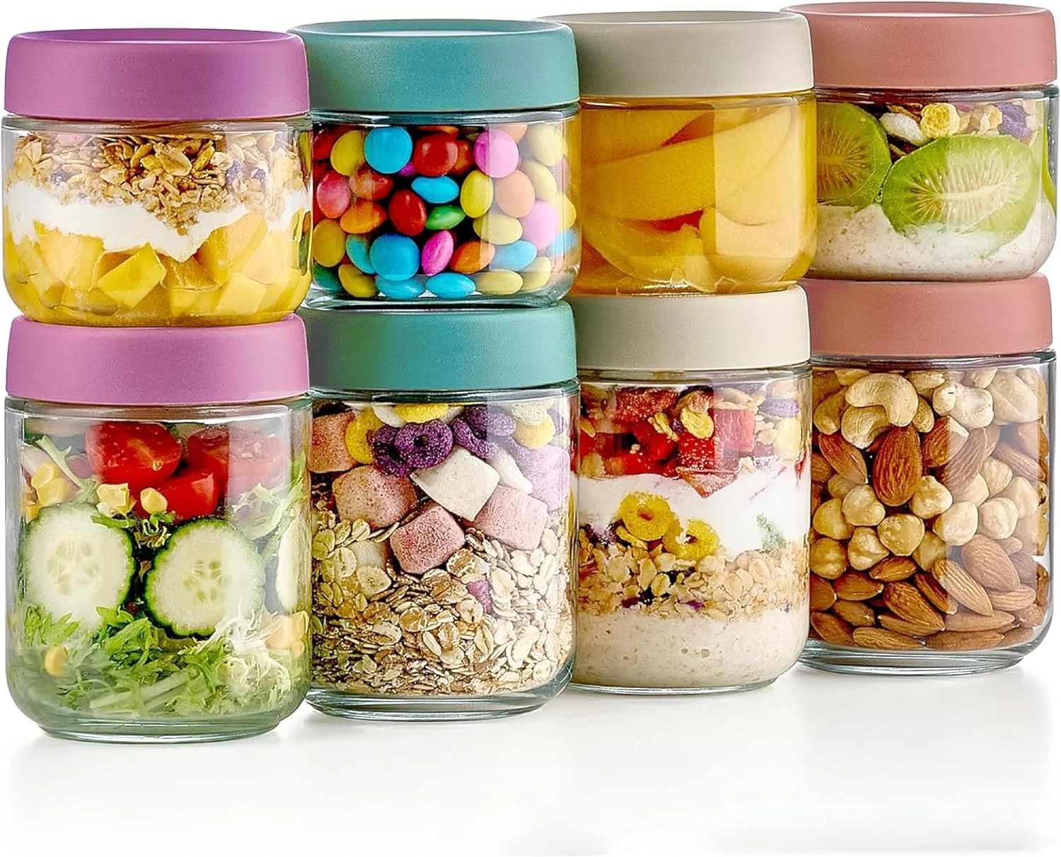 ست 8 عددی شیشه های مربا ماماتونز با درب های پیچی محکم، 4 عدد 480 میلی لیتری و 4 عدد 300 میلی لیتری، ظروف جو دوسر شبانه، ظروف صبحانه، شیشه های میسون، ظروف نگهداری غذای کودک، ظروف نگهداری سالاد و آماده سازی غذا ست 8 عددی شیشه های مربا ماماتونز با درب های پیچی محکم، 4 عدد 480 میلی لیتری و 4 عدد 300 میلی لیتری، ظروف جو دوسر شبانه، ظروف صبحانه، شیشه های میسون، ظروف نگهداری غذای کودک، ظروف نگهداری سالاد و آماده سازی غذا