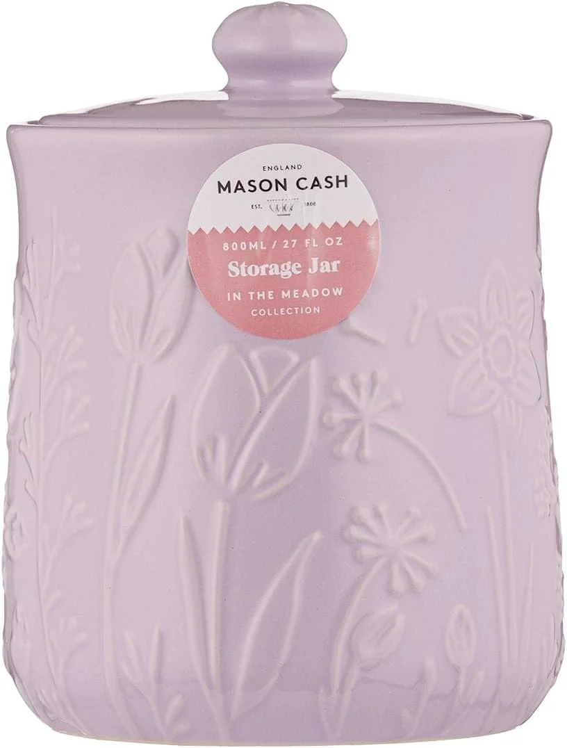 ظرف کوچک ذخیره سازی میسون کش طرح In the Meadow، ظرفیت 800 میلی لیتر، طراحی برجسته گل، جنس سنگ مقاوم، درب محکم - ایده آل برای چای، قهوه، شکر، برنج - ذخیره سازی کلاسیک آشپزخانه ظرف کوچک ذخیره سازی میسون کش طرح In the Meadow، ظرفیت 800 میلی لیتر، طراحی برجسته گل، جنس سنگ مقاوم، درب محکم - ایده آل برای چای، قهوه، شکر، برنج - ذخیره سازی کلاسیک آشپزخانه