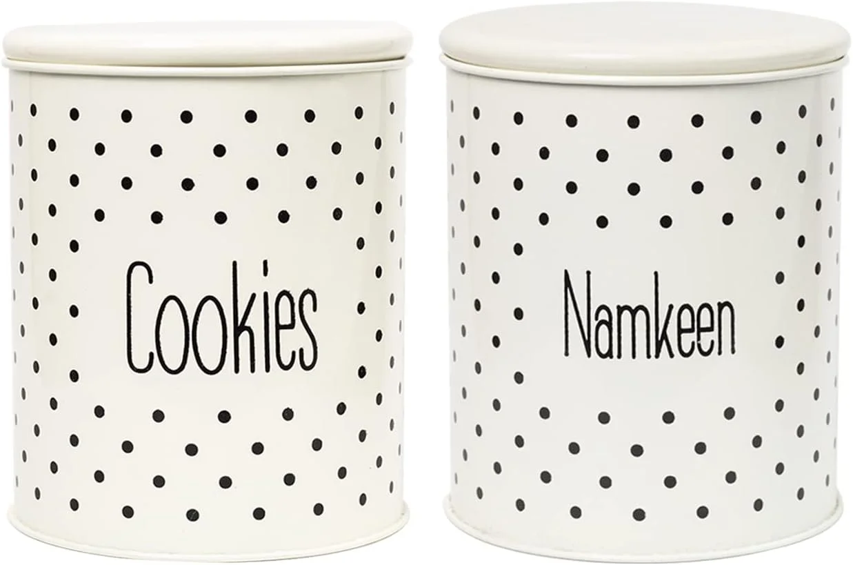 ست 2 عددی جا کوکی و نمکین فلزی عاجی Market99 (حجم هر کدام 1700 میلی لیتر) | ظروف استوانه ای درب دار | ظروف شیک آشپزخانه برای تنقلات، میوه های خشک و نظم دهی به مواد غذایی ست 2 عددی جا کوکی و نمکین فلزی عاجی Market99 (حجم هر کدام 1700 میلی لیتر) | ظروف استوانه ای درب دار | ظروف شیک آشپزخانه برای تنقلات، میوه های خشک و نظم دهی به مواد غذایی