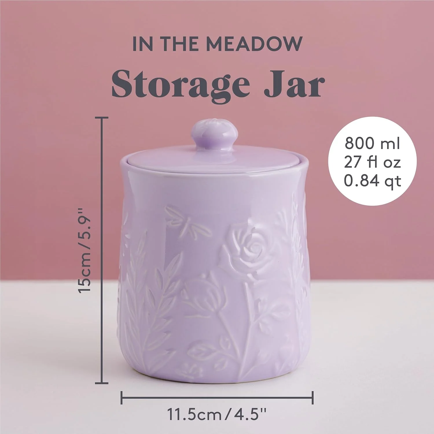 ظرف کوچک ذخیره سازی میسون کش طرح In the Meadow، ظرفیت 800 میلی لیتر، طراحی برجسته گل، جنس سنگ مقاوم، درب محکم - ایده آل برای چای، قهوه، شکر، برنج - ذخیره سازی کلاسیک آشپزخانه ظرف کوچک ذخیره سازی میسون کش طرح In the Meadow، ظرفیت 800 میلی لیتر، طراحی برجسته گل، جنس سنگ مقاوم، درب محکم - ایده آل برای چای، قهوه، شکر، برنج - ذخیره سازی کلاسیک آشپزخانه