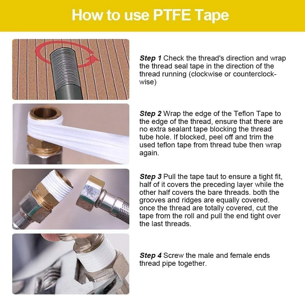 نوار تفلون CooToly، [بسته 6 عددی] نوار آب بندی رزوه، نوار آب بندی رزوه Ptfe برای لوله کش ها، نوار آب بندی برای لوله آب نشتی (6 عدد)