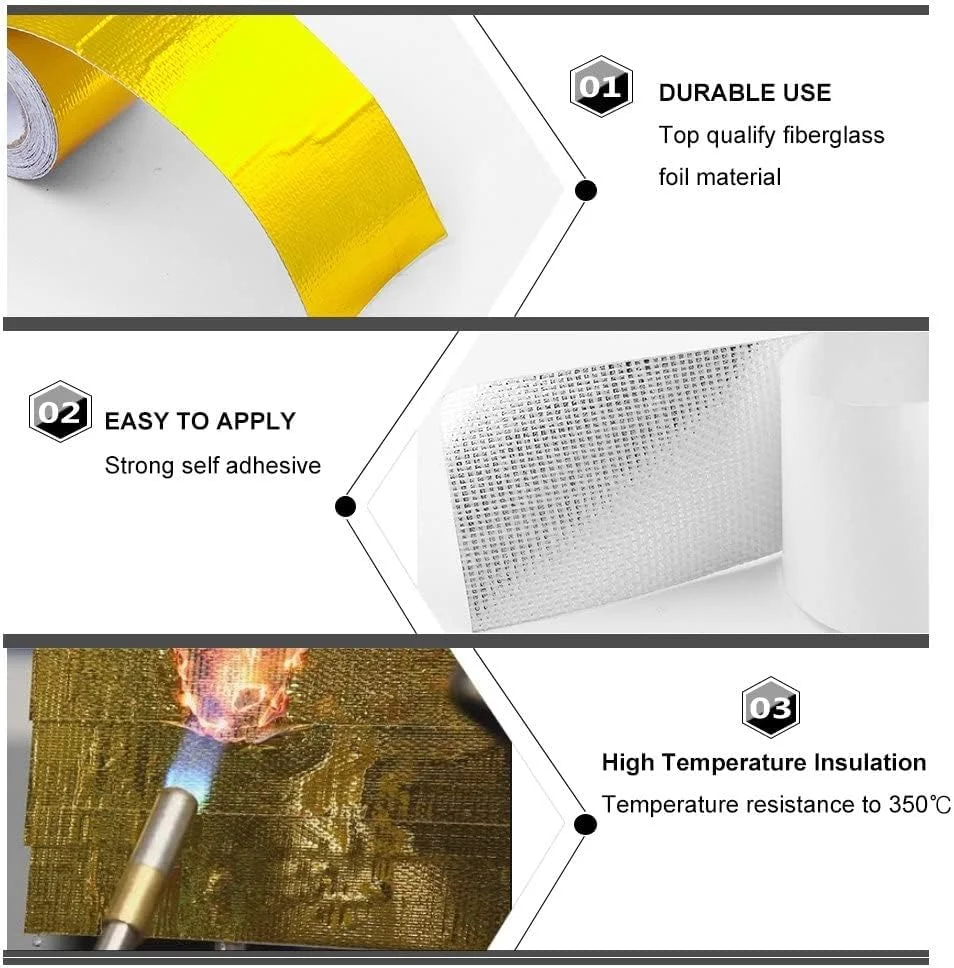 نوار عایق حرارتی با روکش طلایی Defsedar، 2 اینچ در 16.4 فوت (10 متر)، نوار بازتابنده محافظ حرارتی، رول فویل آلومینیومی عایق حرارت بالا برای لوله ورودی خودرو، محفظه موتور و غیره نوار عایق حرارتی با روکش طلایی Defsedar، 2 اینچ در 16.4 فوت (10 متر)، نوار بازتابنده محافظ حرارتی، رول فویل آلومینیومی عایق حرارت بالا برای لوله ورودی خودرو، محفظه موتور و غیره