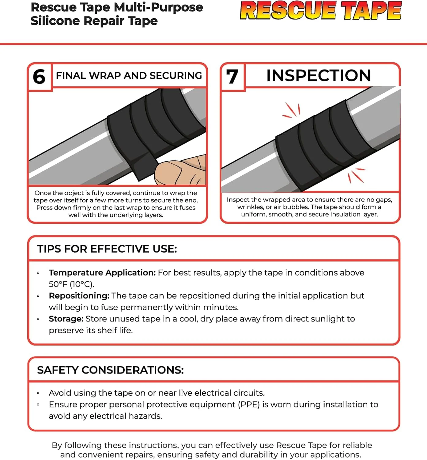 نوار نجات باند ایت، نوار سیلیکونی خودجوش، تعمیر اضطراری لوله کشی و شلنگ رادیاتور، عایق الکتریکی، استاندارد نظامی، 1 اینچ × 12 فوت، زرد