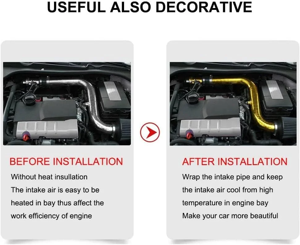 نوار عایق حرارتی با روکش طلایی Defsedar، 2 اینچ در 16.4 فوت (10 متر)، نوار بازتابنده محافظ حرارتی، رول فویل آلومینیومی عایق حرارت بالا برای لوله ورودی خودرو، محفظه موتور و غیره نوار عایق حرارتی با روکش طلایی Defsedar، 2 اینچ در 16.4 فوت (10 متر)، نوار بازتابنده محافظ حرارتی، رول فویل آلومینیومی عایق حرارت بالا برای لوله ورودی خودرو، محفظه موتور و غیره