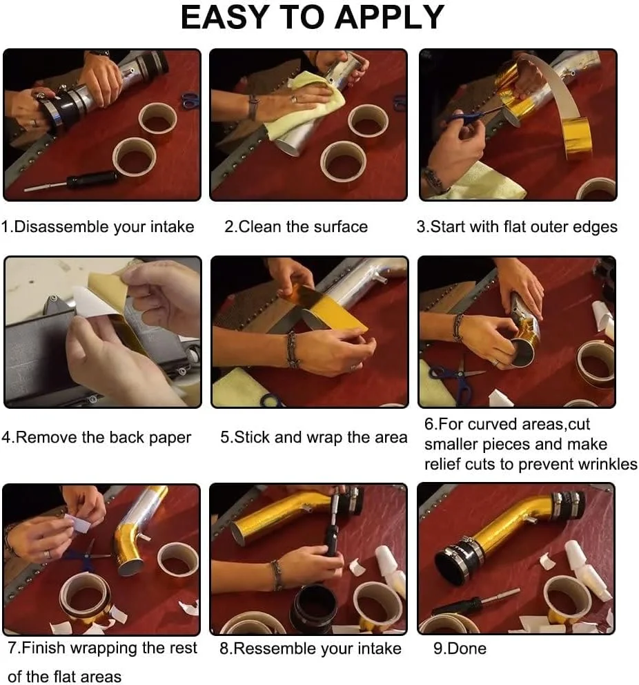 نوار عایق حرارتی با روکش طلایی Defsedar، 2 اینچ در 16.4 فوت (10 متر)، نوار بازتابنده محافظ حرارتی، رول فویل آلومینیومی عایق حرارت بالا برای لوله ورودی خودرو، محفظه موتور و غیره نوار عایق حرارتی با روکش طلایی Defsedar، 2 اینچ در 16.4 فوت (10 متر)، نوار بازتابنده محافظ حرارتی، رول فویل آلومینیومی عایق حرارت بالا برای لوله ورودی خودرو، محفظه موتور و غیره