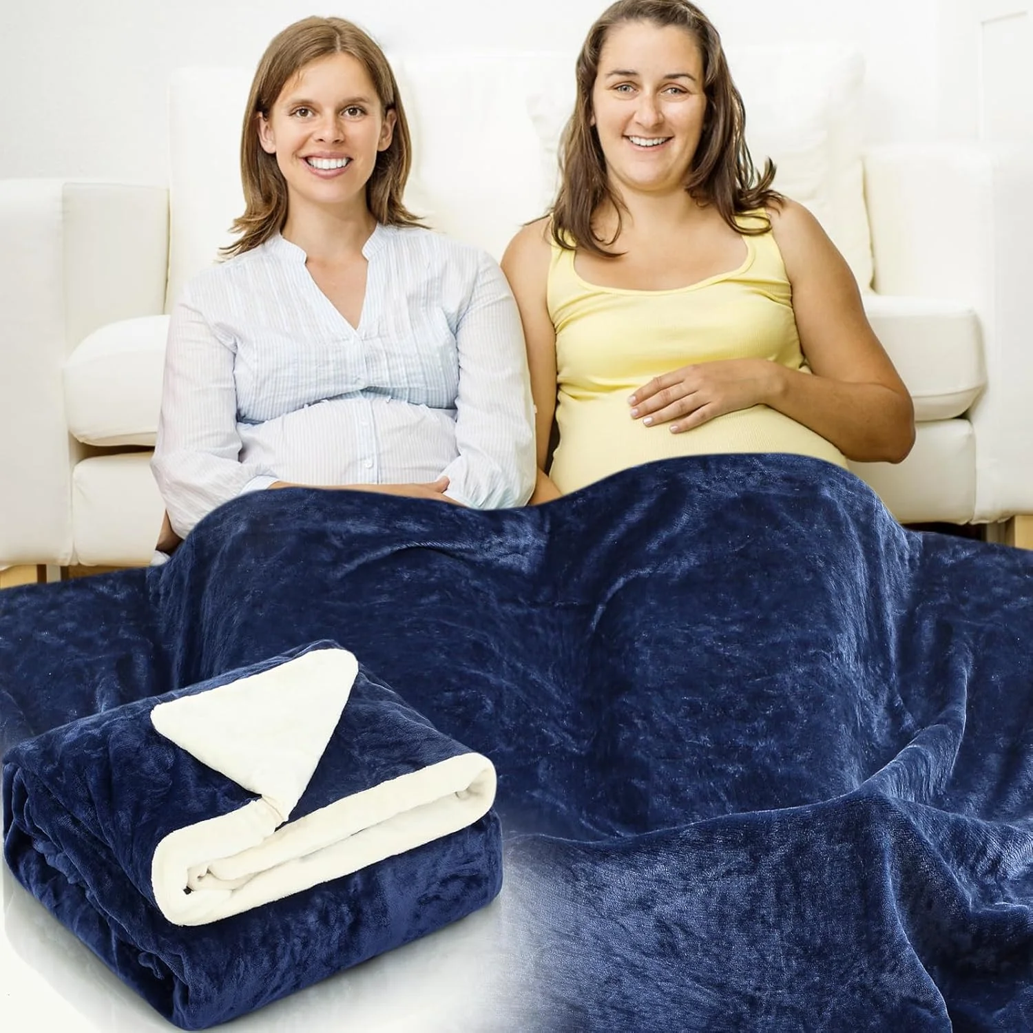 پتوی بزرگ فارادی برای نوزادان باردار، محافظت از EMF در برابر 5G، بلوتوث، دکل های تلفن، فلانل دو رو، قابل استفاده از هر دو طرف برای تخت، مبل و مسافرت (آبی تیره، 150x120 سانتی متر)