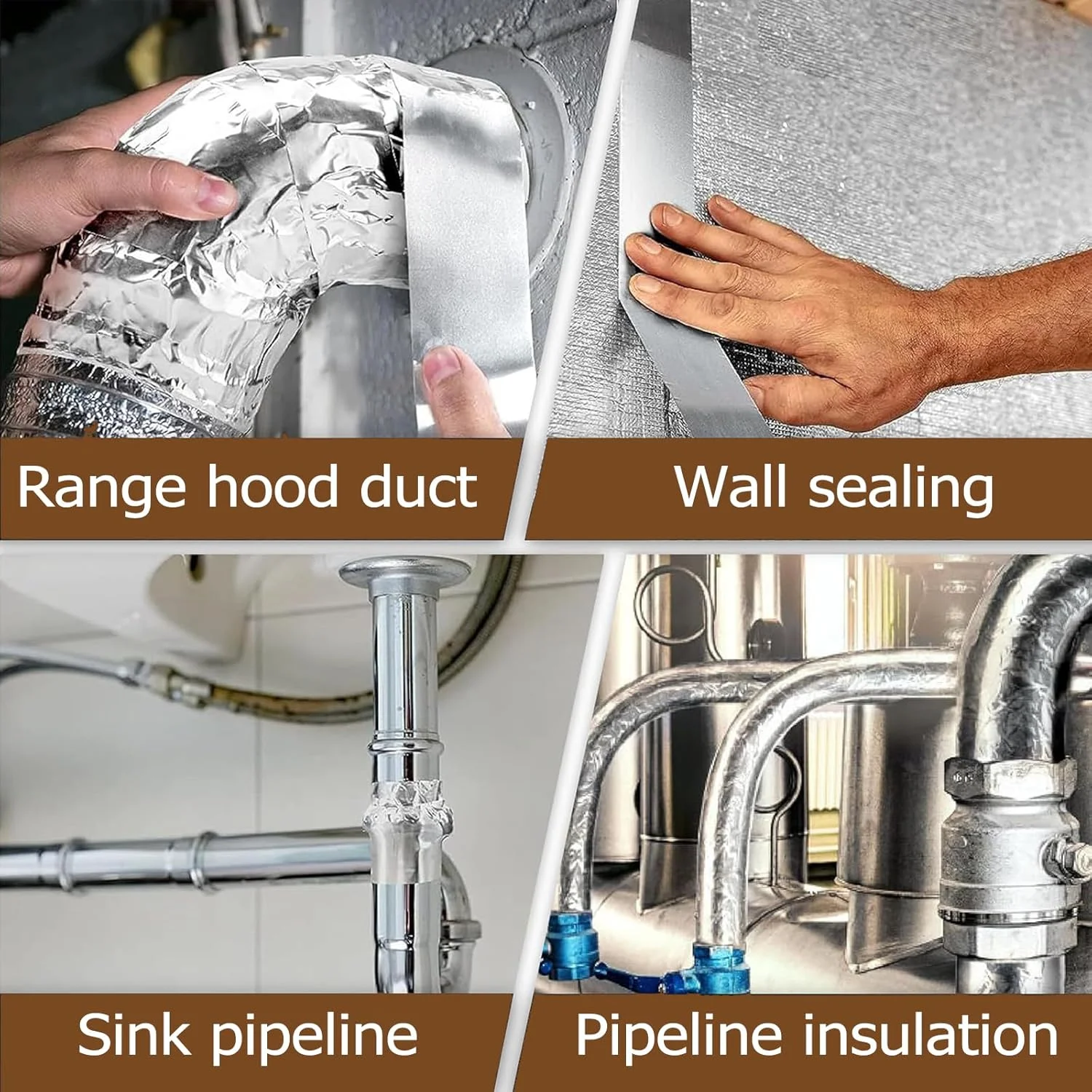نوار فویل آلومینیومی 5 سانتی متر در 50 متر - 2 رول نوار چسب نقره ای عایق ضد آب با درجه حرارت بالا برای تعمیر مجرای HVAC، لوله ها، تعمیرات خانگی، مقاوم در برابر شعله و محافظت شده در برابر اشعه ماوراء بنفش
