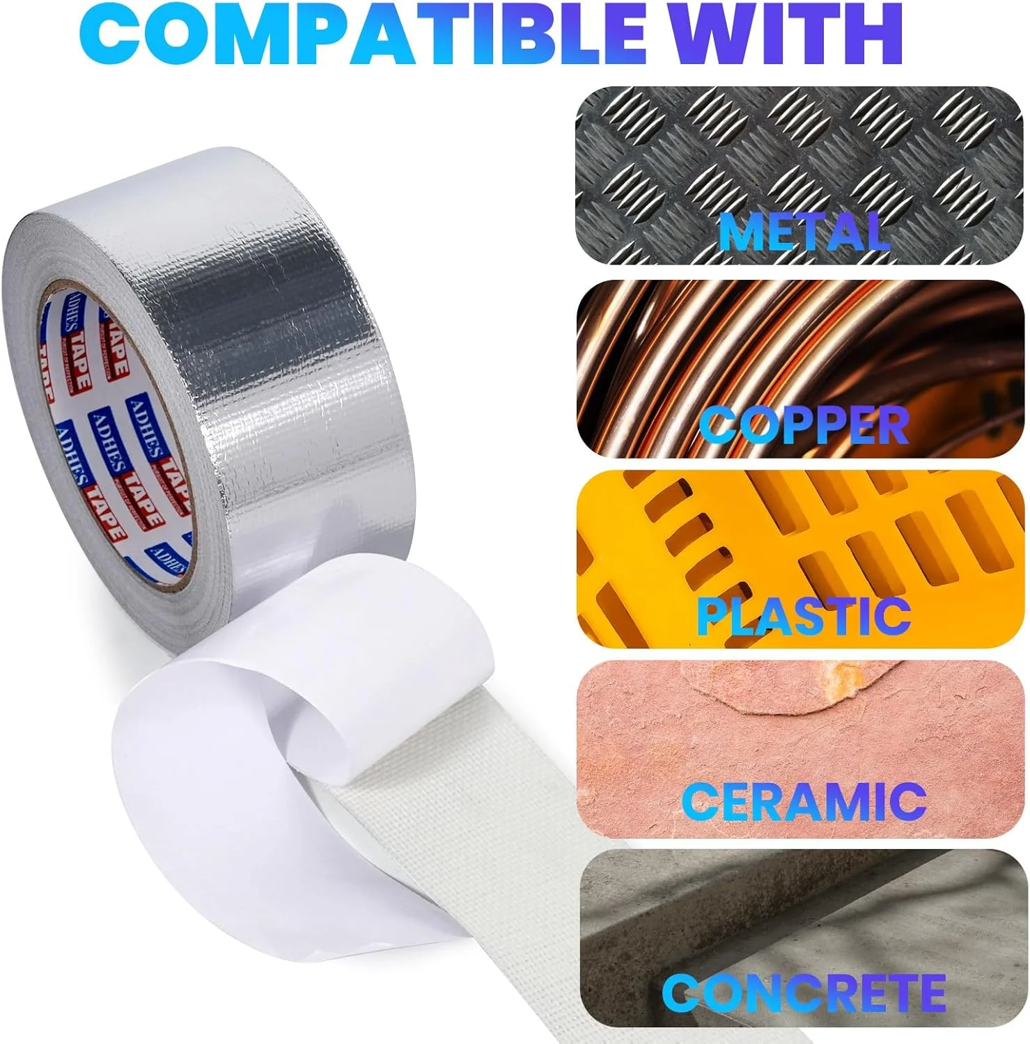 نوار فویل آلومینیومی مقاوم در برابر حرارت ADHES PURSUIT OF PERFECTION، عرض 50 میلی متر (2 اینچ) در طول 64 متر (70 یارد)