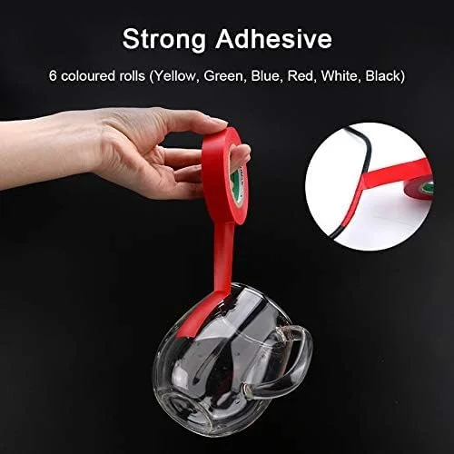 نوار چسب برق Benting، 6 رول، 1.5 سانتی متر عرض، 10 متر طول، PVC ضد آب، مقاوم در برابر شعله، چسبندگی قوی، نوار عایق (6 رنگ) نوار چسب برق Benting، 6 رول، 1.5 سانتی متر عرض، 10 متر طول، PVC ضد آب، مقاوم در برابر شعله، چسبندگی قوی، نوار عایق (6 رنگ)