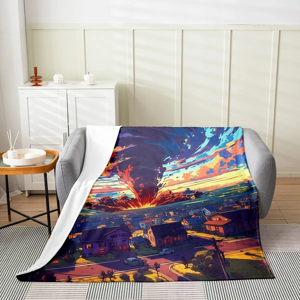 پتو طرح گردباد کارتونی Erosebridal سایز کوئین 90x90، پتو فلانل طرح گردباد رنگی برای کودکان، پسران و نوجوانان، دکوراسیون اتاق خواب با طرح بلایای طبیعی، نرم و لوکس پتو طرح گردباد کارتونی Erosebridal سایز کوئین 90x90، پتو فلانل طرح گردباد رنگی برای کودکان، پسران و نوجوانان، دکوراسیون اتاق خواب با طرح بلایای طبیعی، نرم و لوکس