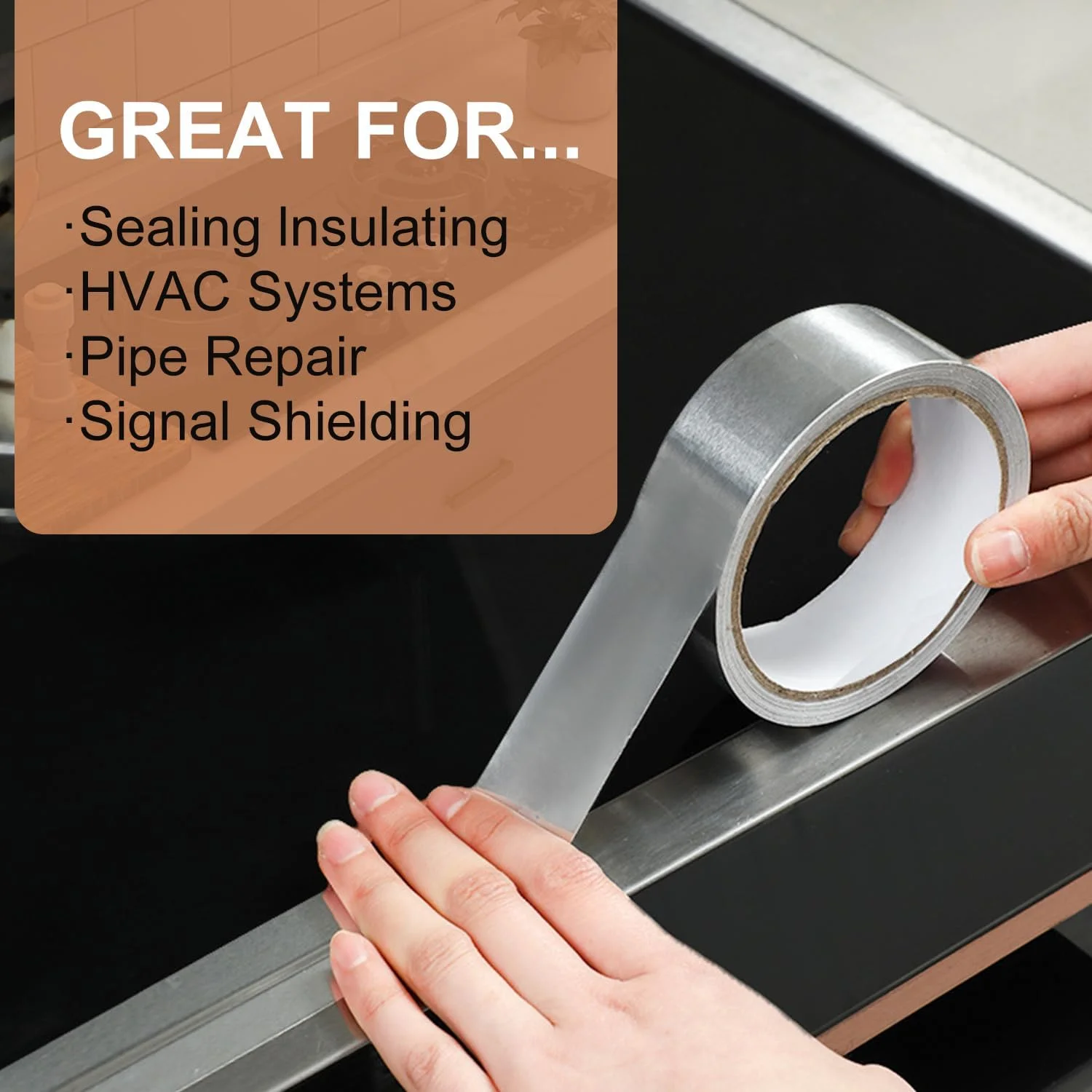 نوار چسب آلومینیومی (3 سانتی متر * 5 متر)، نوار فویل آلومینیومی، نوار عایق ضد آب برای ترکیدگی لوله، آب بندی پنجره، سایبان RV، نشتی سقف، آب بندی قایق، تعمیرات AC (4 عدد)