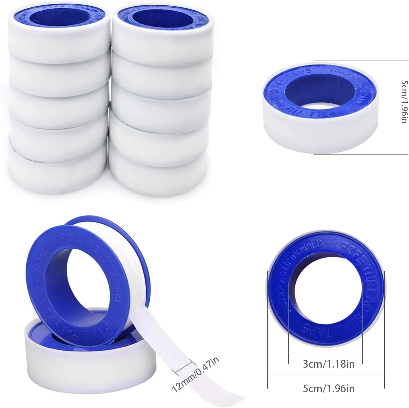 نوار تفلون 10 عددی BetterJonny، نوار لوله رزوه PTFE 12 میلی متر در 10 متر برای لوله کش ها، نوار درزگیر برای لوله آب نشتی، سر دوش، خطوط گاز، لوله کشی، سر هوا، مقاوم در برابر دما و فشار بالا نوار تفلون 10 عددی BetterJonny، نوار لوله رزوه PTFE 12 میلی متر در 10 متر برای لوله کش ها، نوار درزگیر برای لوله آب نشتی، سر دوش، خطوط گاز، لوله کشی، سر هوا، مقاوم در برابر دما و فشار بالا