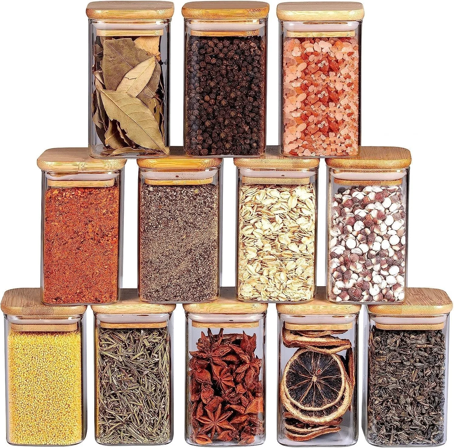 ظروف ادویه با درب بامبو طبیعی - شیشه ای - 12 عدد ظرف شیشه ای مربعی - ظروف گیاهی 450 میلی لیتری با برچسب های ضد آب، ظروف درب دار - ظروف کوچک خالی چاشنی (مجموعه 12 عددی (150 میلی لیتر)) ظروف ادویه با درب بامبو طبیعی - شیشه ای - 12 عدد ظرف شیشه ای مربعی - ظروف گیاهی 450 میلی لیتری با برچسب های ضد آب، ظروف درب دار - ظروف کوچک خالی چاشنی (مجموعه 12 عددی (150 میلی لیتر))