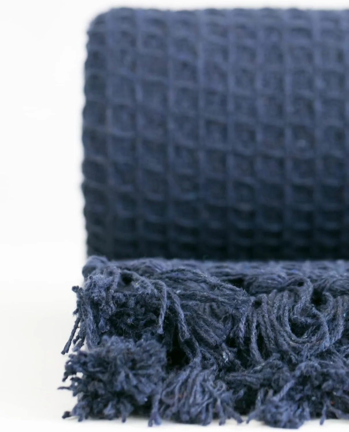Emma Barclay Honeycomb - Recycled Cotton Plain Waffle Textured Chair Sofa Setee Throw Over Blanket in Navy Blue - 50x60 (127x152cm)