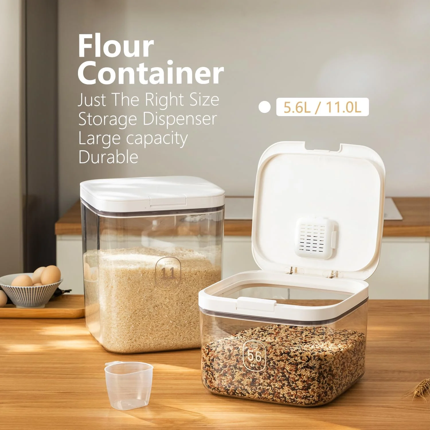 LivLab Flour Dispenser 10LBS - 5 L /5 QT /5 KG Rice Container Storage Food Cereal Container Bins Household for Kitchen Pantry Organization (5 L) LivLab Flour Dispenser 10LBS - 5 L /5 QT /5 KG Rice Container Storage Food Cereal Container Bins Household for Kitchen Pantry Organization (5 L)