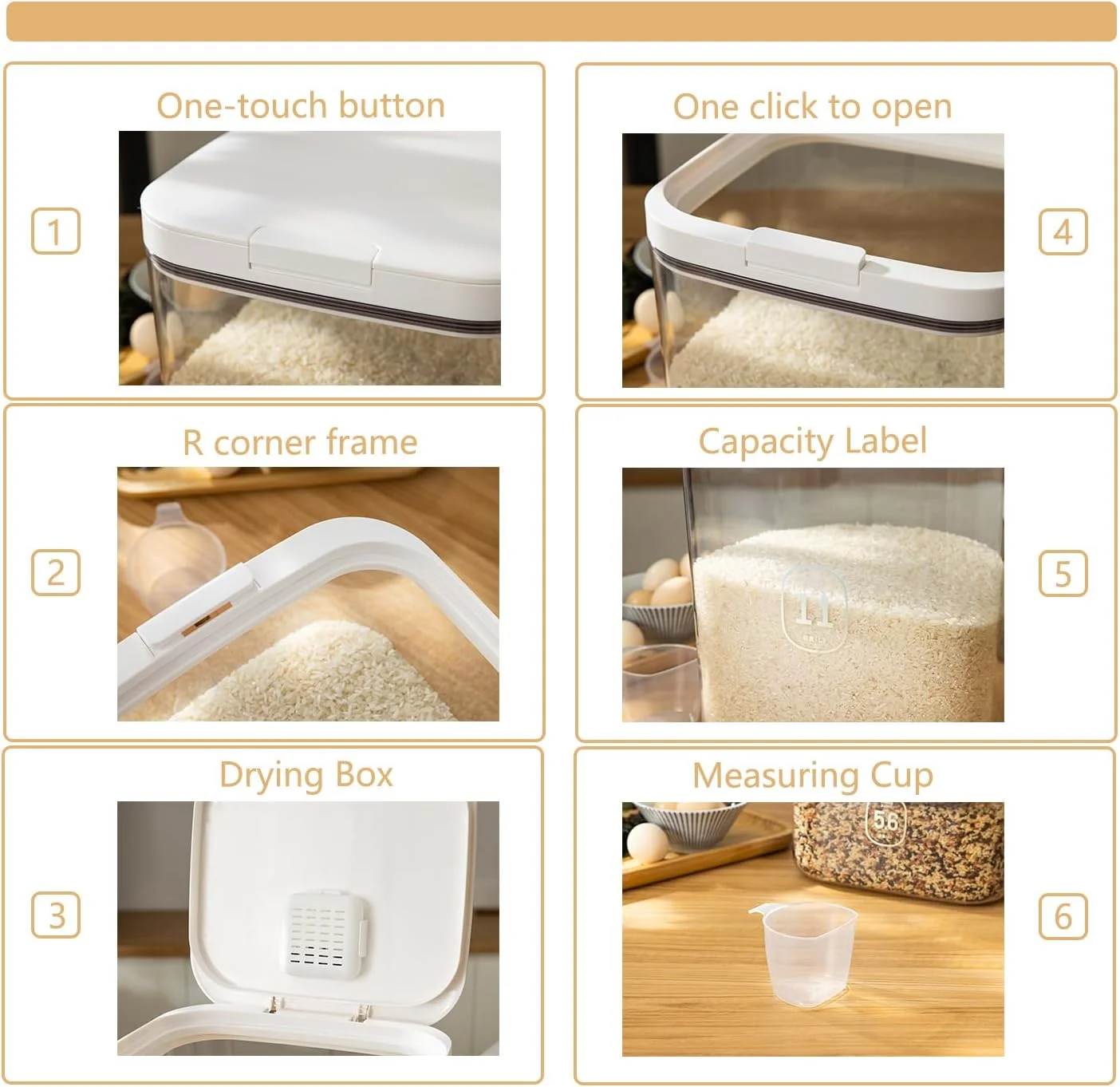 LivLab Flour Dispenser 10LBS - 5 L /5 QT /5 KG Rice Container Storage Food Cereal Container Bins Household for Kitchen Pantry Organization (5 L) LivLab Flour Dispenser 10LBS - 5 L /5 QT /5 KG Rice Container Storage Food Cereal Container Bins Household for Kitchen Pantry Organization (5 L)