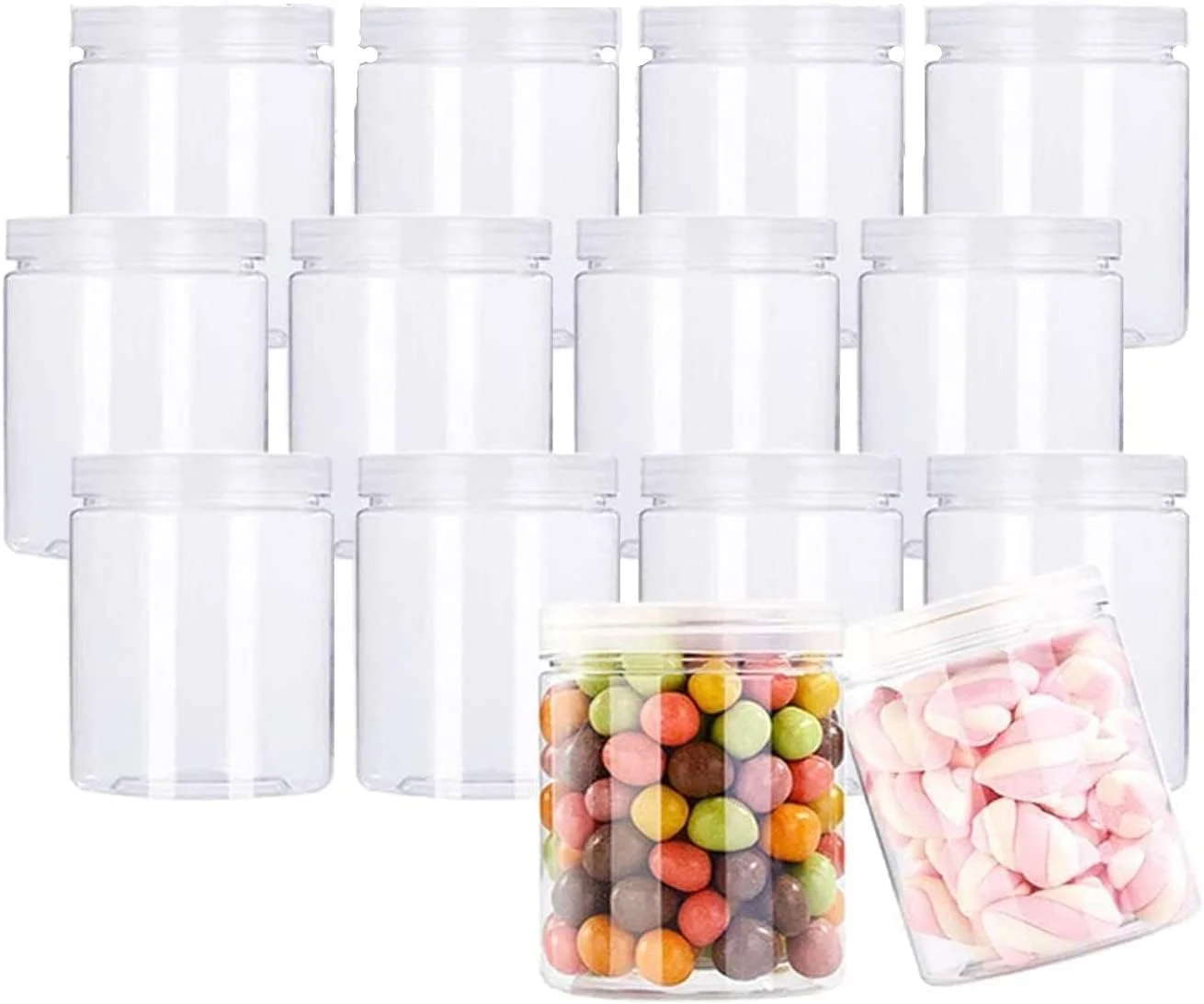 Clear Plastic jars with lids-Wide-Mouth Plastic Slime Storage Favor Jars for Crafts-Refillable Empty Containers with Lids Round Clear Jars-pack of 12,1200 ML Clear Plastic jars with lids-Wide-Mouth Plastic Slime Storage Favor Jars for Crafts-Refillable Empty Containers with Lids Round Clear Jars-pack of 12,1200 ML
