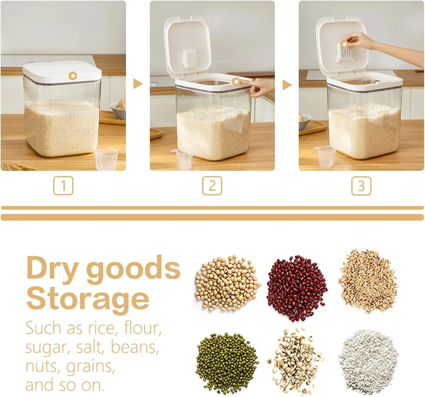 LivLab Flour Dispenser 10LBS - 5 L /5 QT /5 KG Rice Container Storage Food Cereal Container Bins Household for Kitchen Pantry Organization (5 L) LivLab Flour Dispenser 10LBS - 5 L /5 QT /5 KG Rice Container Storage Food Cereal Container Bins Household for Kitchen Pantry Organization (5 L)