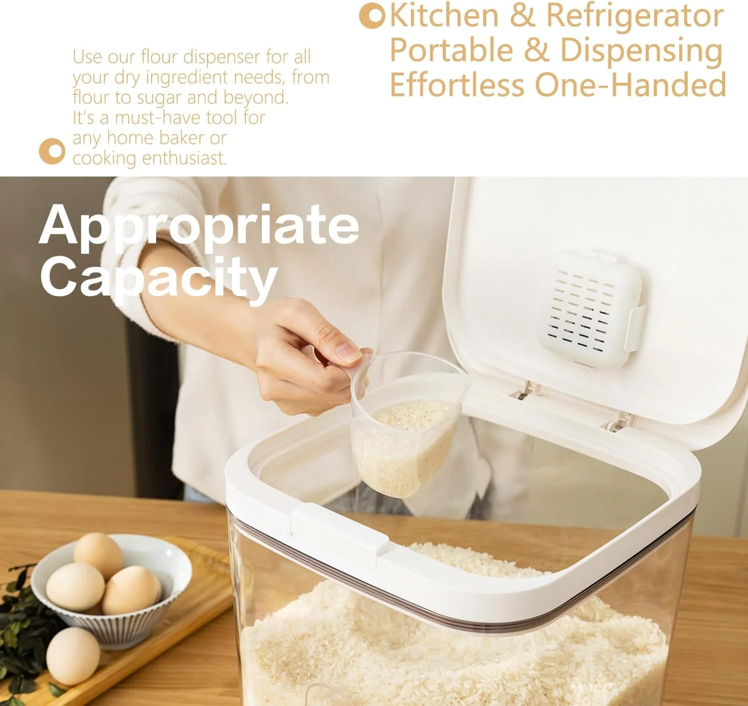 LivLab Flour Dispenser 10LBS - 5 L /5 QT /5 KG Rice Container Storage Food Cereal Container Bins Household for Kitchen Pantry Organization (5 L) LivLab Flour Dispenser 10LBS - 5 L /5 QT /5 KG Rice Container Storage Food Cereal Container Bins Household for Kitchen Pantry Organization (5 L)