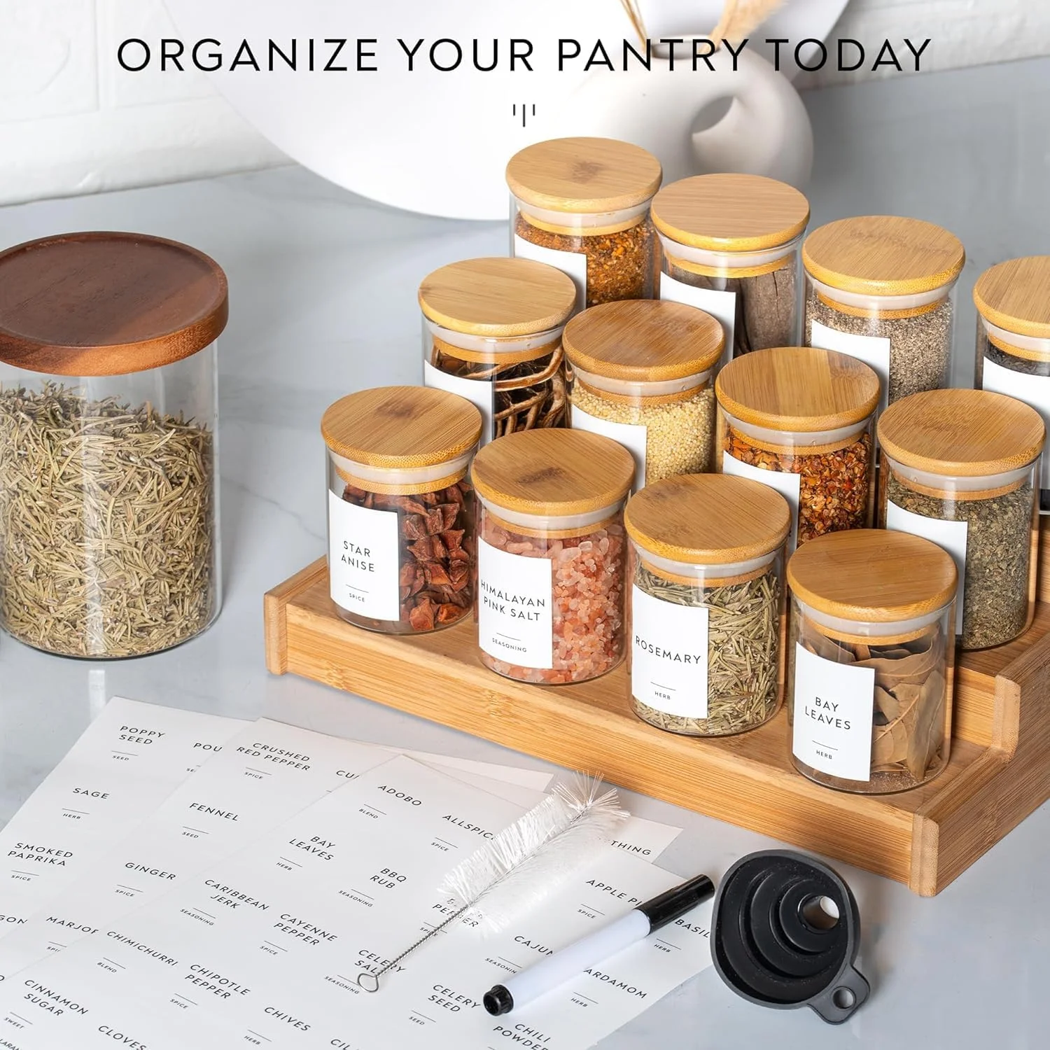 ست ظروف شیشه ای 6 اونسی LARA MAID، بسته 12 عددی، ظروف استوانه ای ادویه با درب بامبو و برچسب های سفارشی، ظروف نگهداری مواد غذایی برای آشپزخانه منزل، ادویه، گیاهان، چاشنی، دانه، چای، شکر، نمک ست ظروف شیشه ای 6 اونسی LARA MAID، بسته 12 عددی، ظروف استوانه ای ادویه با درب بامبو و برچسب های سفارشی، ظروف نگهداری مواد غذایی برای آشپزخانه منزل، ادویه، گیاهان، چاشنی، دانه، چای، شکر، نمک