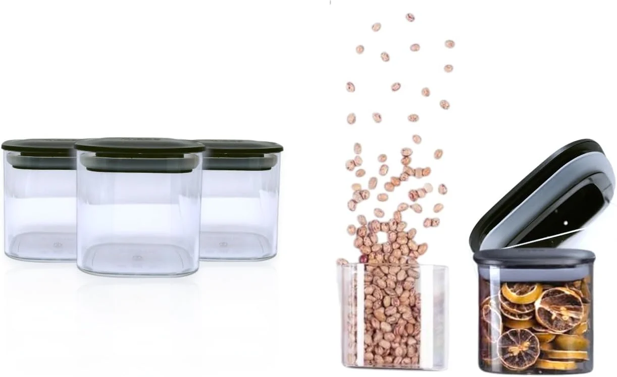 ظروف نگهداری مواد غذایی کیلیز | ظروف پلاستیکی شفاف 500 سی سی بدون BPA با درب مشکی | ست 3 تایی ظروف سازمان دهنده آشپزخانه برای انبار | ظرف غذا برای غلات، پاستا، قهوه، خانه و آشپزخانه ظروف نگهداری مواد غذایی کیلیز | ظروف پلاستیکی شفاف 500 سی سی بدون BPA با درب مشکی | ست 3 تایی ظروف سازمان دهنده آشپزخانه برای انبار | ظرف غذا برای غلات، پاستا، قهوه، خانه و آشپزخانه