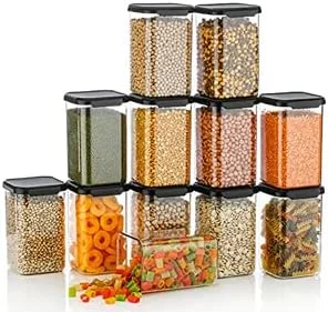 لوازم جانبی آشپزخانه کیچول | ظرف نگهداری مربعی شکل 1100 میلی لیتری و سازمان دهنده ظروف درب دار | ست ظروف آشپزخانه | ست جعبه های پلاستیکی برای نگهداری مواد غذایی در خانه و آشپزخانه، 6 عدد، مشکی لوازم جانبی آشپزخانه کیچول | ظرف نگهداری مربعی شکل 1100 میلی لیتری و سازمان دهنده ظروف درب دار | ست ظروف آشپزخانه | ست جعبه های پلاستیکی برای نگهداری مواد غذایی در خانه و آشپزخانه، 6 عدد، مشکی