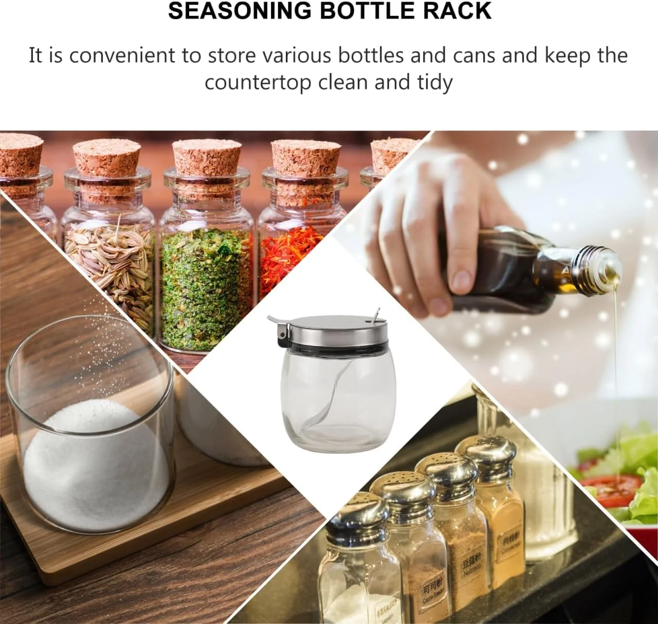 ست 2 عددی ظروف شیشه ای شکر و نمک، ظروف نگهداری آشپزخانه 240 میلی لیتری با درب و قاشق، ظروف درب دار برای قهوه، ادویه جات، چای، حبه قند، سازماندهی انبار ست 2 عددی ظروف شیشه ای شکر و نمک، ظروف نگهداری آشپزخانه 240 میلی لیتری با درب و قاشق، ظروف درب دار برای قهوه، ادویه جات، چای، حبه قند، سازماندهی انبار