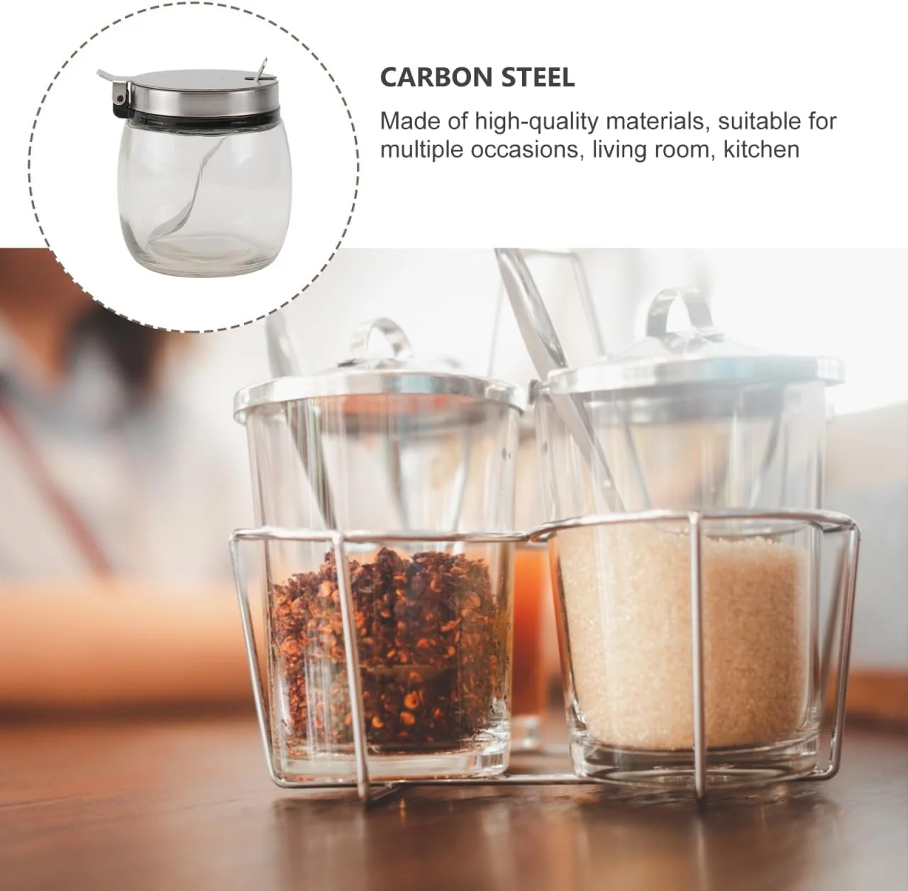 ست 2 عددی ظروف شیشه ای شکر و نمک، ظروف نگهداری آشپزخانه 240 میلی لیتری با درب و قاشق، ظروف درب دار برای قهوه، ادویه جات، چای، حبه قند، سازماندهی انبار ست 2 عددی ظروف شیشه ای شکر و نمک، ظروف نگهداری آشپزخانه 240 میلی لیتری با درب و قاشق، ظروف درب دار برای قهوه، ادویه جات، چای، حبه قند، سازماندهی انبار