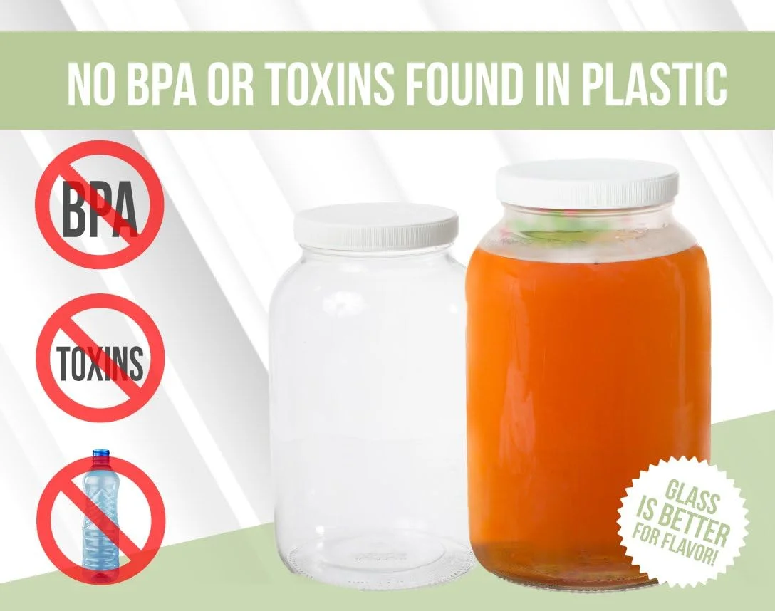 ظرف شیشه ای یک گالنی کامبوچا کیتچن تولز - کیت تخمیر و دم کردن خانگی به همراه فیلتر پارچه پنیر، کش لاستیکی و درب پلاستیکی ظرف شیشه ای یک گالنی کامبوچا کیتچن تولز - کیت تخمیر و دم کردن خانگی به همراه فیلتر پارچه پنیر، کش لاستیکی و درب پلاستیکی