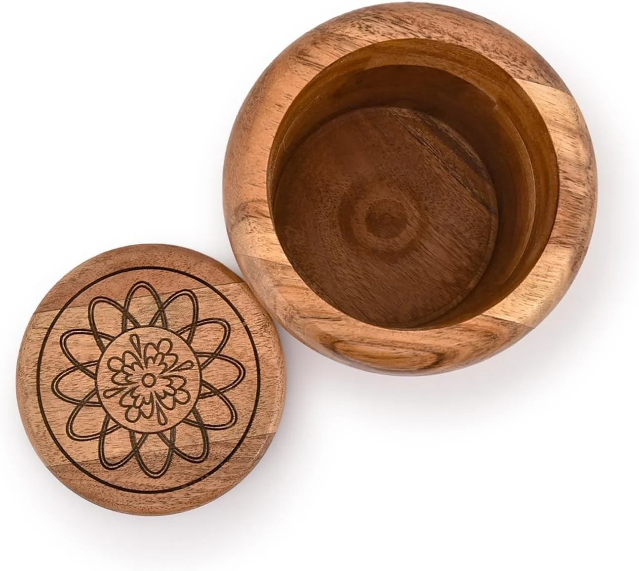 ظروف نگهداری غذا کیمونا، شیشه های چوبی گرد از چوب اقاقیا با درب برای نگهداری کوکی، چای، شکر، قهوه. (11.43 سانتی متر x 11.43 سانتی متر x 15.24 سانتی متر)