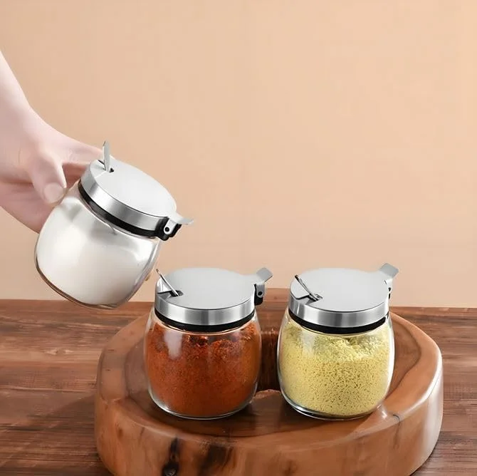 ست 2 عددی ظروف شیشه ای شکر و نمک، ظروف نگهداری آشپزخانه 240 میلی لیتری با درب و قاشق، ظروف درب دار برای قهوه، ادویه جات، چای، حبه قند، سازماندهی انبار ست 2 عددی ظروف شیشه ای شکر و نمک، ظروف نگهداری آشپزخانه 240 میلی لیتری با درب و قاشق، ظروف درب دار برای قهوه، ادویه جات، چای، حبه قند، سازماندهی انبار