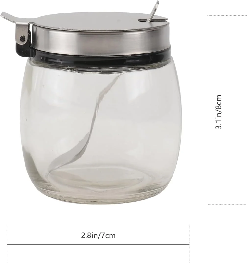 ست 2 عددی ظروف شیشه ای شکر و نمک، ظروف نگهداری آشپزخانه 240 میلی لیتری با درب و قاشق، ظروف درب دار برای قهوه، ادویه جات، چای، حبه قند، سازماندهی انبار ست 2 عددی ظروف شیشه ای شکر و نمک، ظروف نگهداری آشپزخانه 240 میلی لیتری با درب و قاشق، ظروف درب دار برای قهوه، ادویه جات، چای، حبه قند، سازماندهی انبار