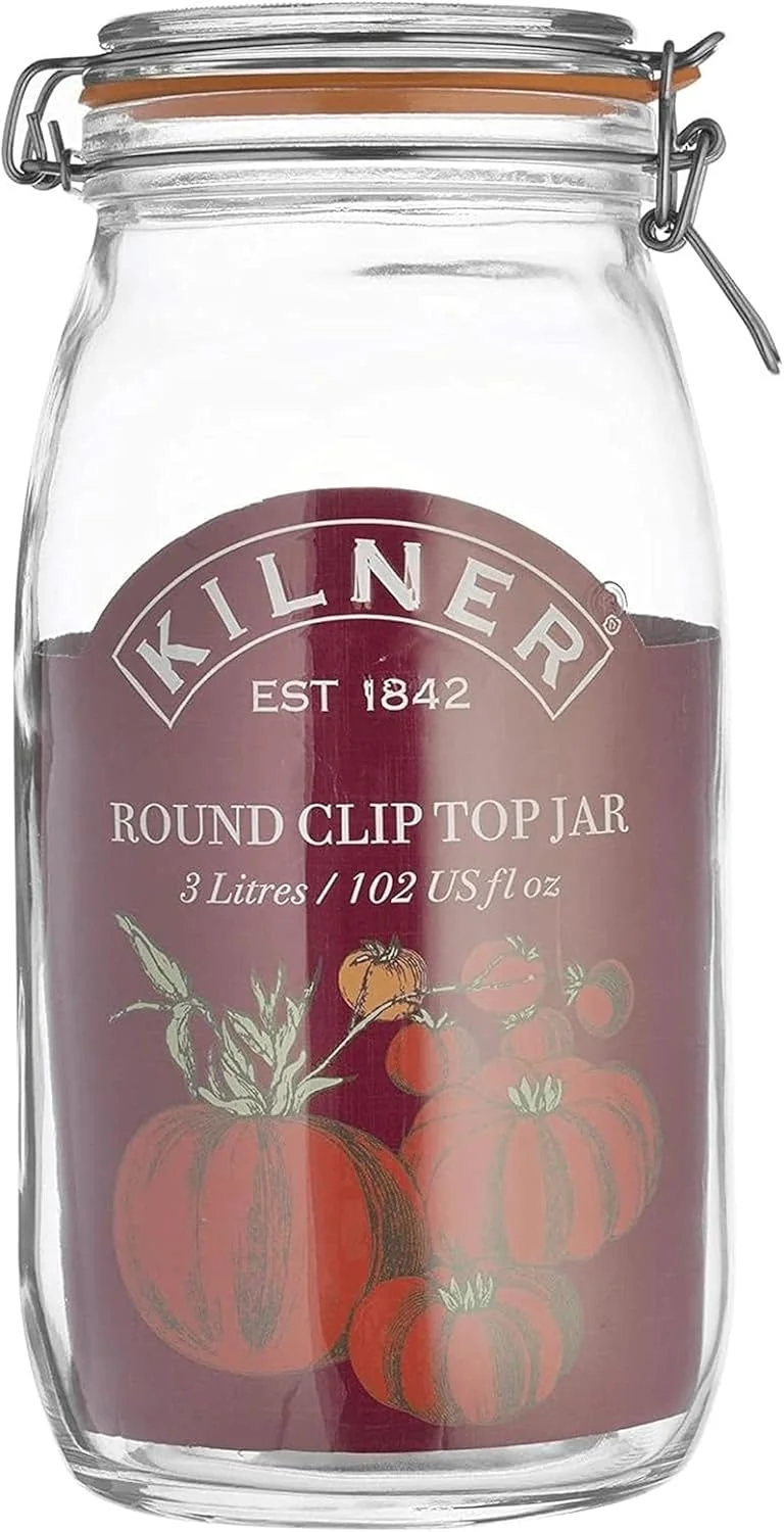 Kilner Premium Clip Top Glass Jar 3L – Airtight Glass Containers for Kitchen Storage – Classic Glass Jar with Lid for Dry Food, Pickles, Pantry & Fridge – Kitchen Storage Glass Container Kilner Premium Clip Top Glass Jar 3L – Airtight Glass Containers for Kitchen Storage – Classic Glass Jar with Lid for Dry Food, Pickles, Pantry & Fridge – Kitchen Storage Glass Container