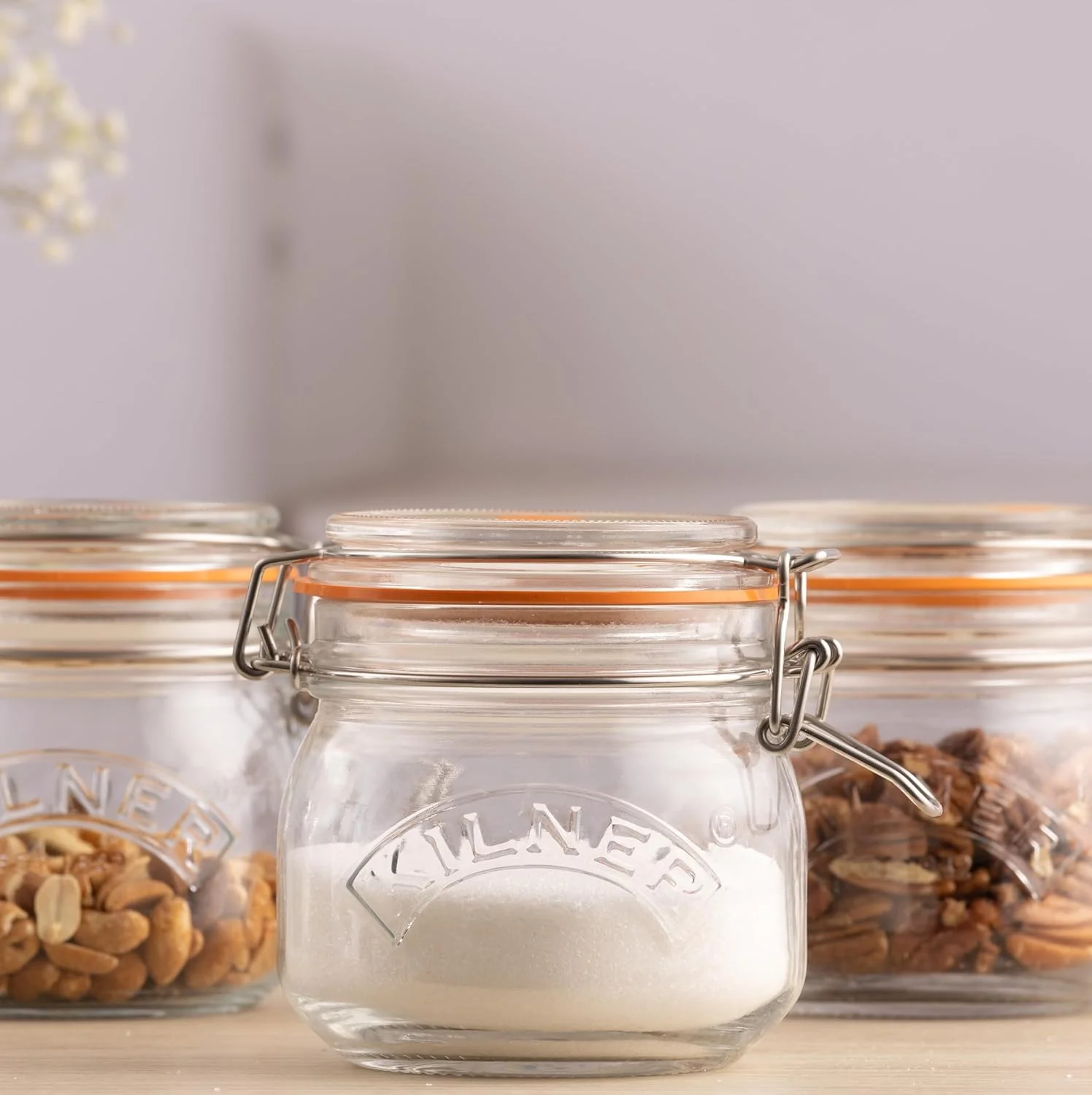 Kilner Set of 3 Clip Top Round Jars|0.5 Litre Capacity| Orange Seal and Stainless Steel Clip Fastening|Perfect for Storage & Preserving 0.5L 0025.054 Kilner Set of 3 Clip Top Round Jars|0.5 Litre Capacity| Orange Seal and Stainless Steel Clip Fastening|Perfect for Storage & Preserving 0.5L 0025.054