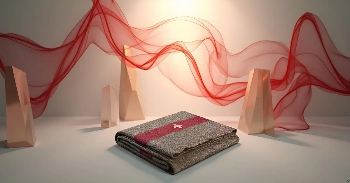 NWF Swiss Army Blanket Wool Chestnut Brown with White Cross and Red Stripe (70x80) inches