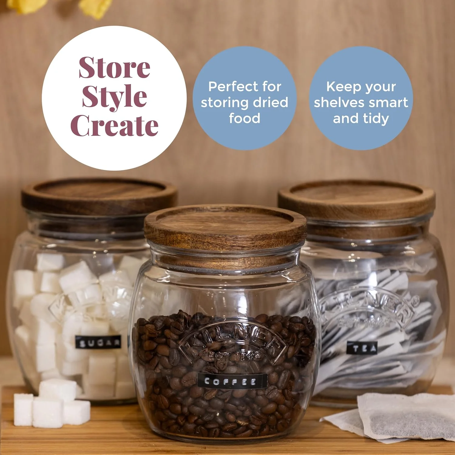 ظرف شیشه ای درب چوبی Kilner Universal با ظرفیت 2 لیتر، مناسب برای نگهداری مواد غذایی خشک مانند غلات، پاستا و حبوبات ظرف شیشه ای درب چوبی Kilner Universal با ظرفیت 2 لیتر، مناسب برای نگهداری مواد غذایی خشک مانند غلات، پاستا و حبوبات