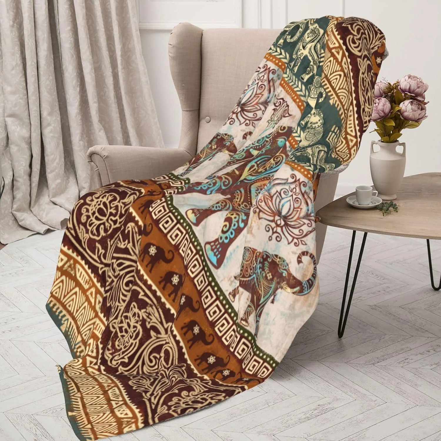 پتو طرح فیل و گل نیلوفر Odfovowo، سبک وزن، گرم، از جنس فلانل نرم و لطیف، مناسب برای مبل، کاناپه، پتو مسافرتی، هدیه برای خانم ها، آقایان، دختران و پسران، سایز 152x127 سانتی متر پتو طرح فیل و گل نیلوفر Odfovowo، سبک وزن، گرم، از جنس فلانل نرم و لطیف، مناسب برای مبل، کاناپه، پتو مسافرتی، هدیه برای خانم ها، آقایان، دختران و پسران، سایز 152x127 سانتی متر