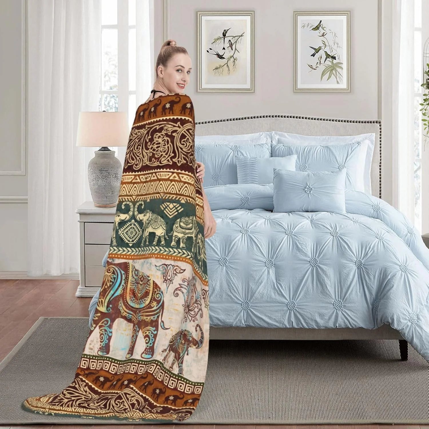 پتو طرح فیل و گل نیلوفر Odfovowo، سبک وزن، گرم، از جنس فلانل نرم و لطیف، مناسب برای مبل، کاناپه، پتو مسافرتی، هدیه برای خانم ها، آقایان، دختران و پسران، سایز 152x127 سانتی متر پتو طرح فیل و گل نیلوفر Odfovowo، سبک وزن، گرم، از جنس فلانل نرم و لطیف، مناسب برای مبل، کاناپه، پتو مسافرتی، هدیه برای خانم ها، آقایان، دختران و پسران، سایز 152x127 سانتی متر