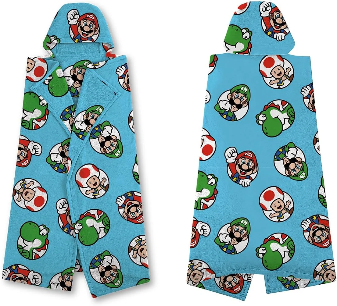 Official Nintendo Super Mario Hooded Fleece Throw Blanket | Super Soft Warm Blue Blanket with Mario and Luigi Design | Perfect For Home, Bedroom, Sleepovers & Camping | Size 100 x 120cm Official Nintendo Super Mario Hooded Fleece Throw Blanket | Super Soft Warm Blue Blanket with Mario and Luigi Design | Perfect For Home, Bedroom, Sleepovers & Camping | Size 100 x 120cm