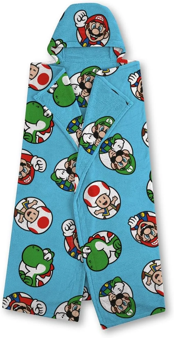 Official Nintendo Super Mario Hooded Fleece Throw Blanket | Super Soft Warm Blue Blanket with Mario and Luigi Design | Perfect For Home, Bedroom, Sleepovers & Camping | Size 100 x 120cm Official Nintendo Super Mario Hooded Fleece Throw Blanket | Super Soft Warm Blue Blanket with Mario and Luigi Design | Perfect For Home, Bedroom, Sleepovers & Camping | Size 100 x 120cm
