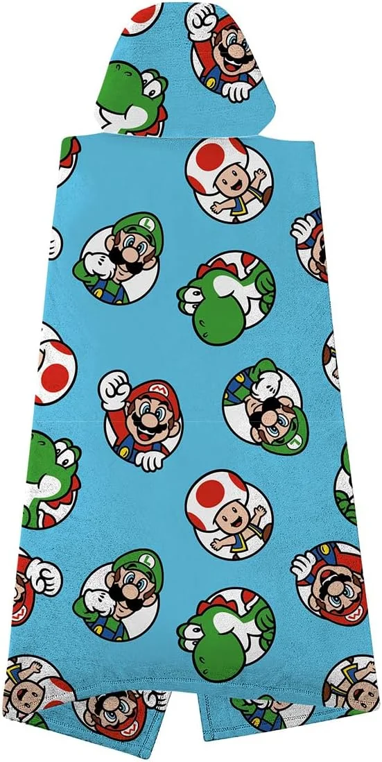 Official Nintendo Super Mario Hooded Fleece Throw Blanket | Super Soft Warm Blue Blanket with Mario and Luigi Design | Perfect For Home, Bedroom, Sleepovers & Camping | Size 100 x 120cm Official Nintendo Super Mario Hooded Fleece Throw Blanket | Super Soft Warm Blue Blanket with Mario and Luigi Design | Perfect For Home, Bedroom, Sleepovers & Camping | Size 100 x 120cm