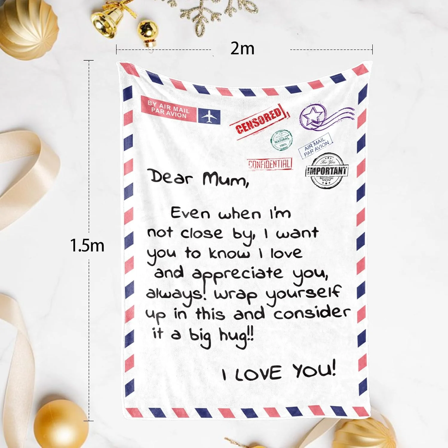 هدیه ای برای مادر از طرف دختر یا پسر، پتوی نرم و گرم با طرح تمبر، هدیه تولد برای مادر، مادربزرگ، هدیه برای مادر در روز مادر، کریسمس، سالگرد