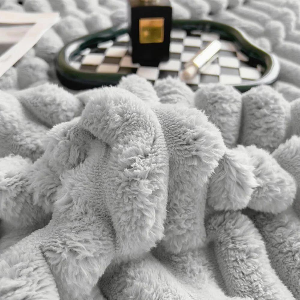 پتوی نرم و پشمالو NUODWELL، پتوی پشمی فوق العاده دنج و گرم، پتوی ضخیم دو لایه خرگوشی برای تخت، مبل، صندلی (خاکستری نقره ای، 200 * 230 سانتی متر)